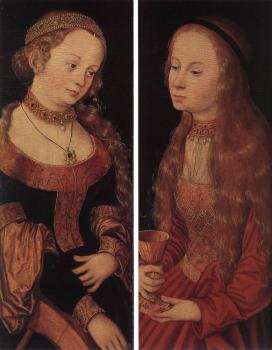 Lucas Il Vecchio Cranach : St Catherine of Alexandria and St Barbara